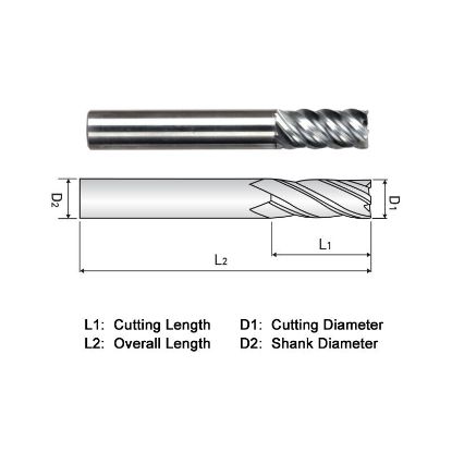 Picture of WIDIN XE505A064 DIA 1 SH 1.00 LOC 1.00 OAL 4.00 End Mill Standard Flute Variable Helix Carbide TiAlN Single End Square Sharp X-STAR