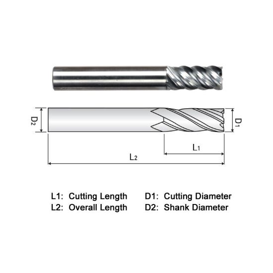 Picture of WIDIN XE505A064 DIA 1 SH 1.00 LOC 1.00 OAL 4.00 End Mill Standard Flute Variable Helix Carbide TiAlN Single End Square Sharp X-STAR