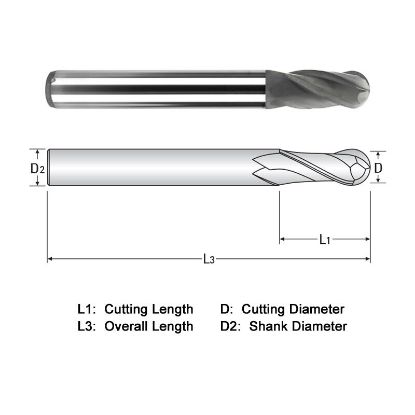 Picture of WIDIN WGB502A0.01-0.1-1.5SP DIA 0.25MM SH 0.1250 LOC 0.50 OAL 1.50 End Mill Standard Flute Standard Helix Carbide Diamond Single End Ball Nose Z-GRA-MATE
