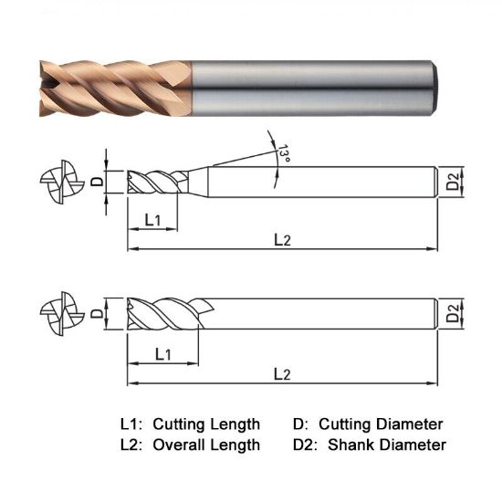 Picture of WIDIN ZE716160 DIA 16MM SH 0.6299 LOC 1.3780 OAL 3.5433 End Mill Standard Flute High Helix Carbide AlTiN Single End Square Sharp Z-STAR