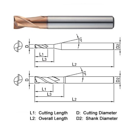 Picture of WIDIN ZE752080 DIA 8MM SH 0.3150 LOC 0.3543 OAL 2.3622 End Mill Standard Flute Standard Helix Carbide AlTiN Single End Corner Radius 0.0020 0.05MM Z-STAR