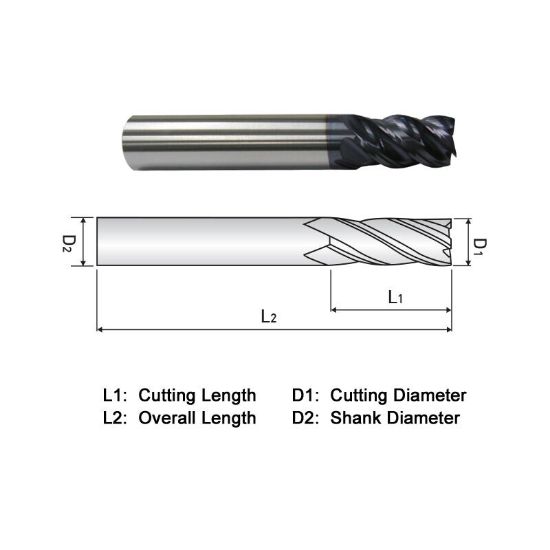 Picture of WIDIN XE514200 DIA 20MM SH 0.7874 LOC 0.8268 OAL 3.9370 End Mill Standard Flute Variable Helix Carbide AlTiN Single End Square Sharp X-STAR