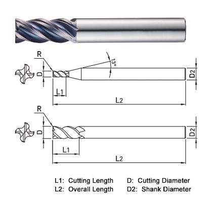 Picture of WIDIN XR504250 DIA 25MM SH 0.9843 LOC 1.7717 OAL 4.7244 End Mill Standard Flute Variable Helix Carbide AlTiN Single End Corner Radius 0.0118 0.30MM X-STAR