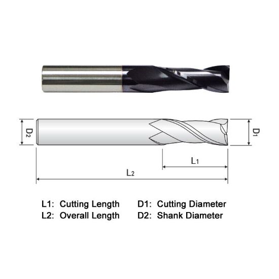 Picture of WIDIN ZA502008 DIA 1/8 SH 0.1250 LOC 0.50 OAL 1.50 End Mill Standard Flute Standard Helix Carbide AlTiN Single End Square Sharp Z-CLASSIC