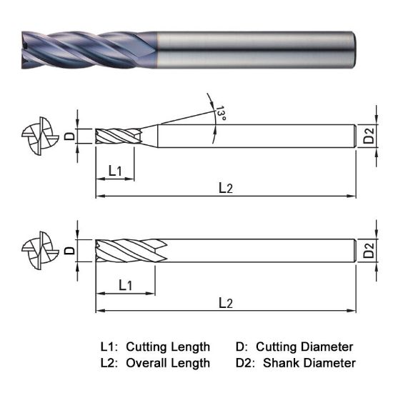 Picture of WIDIN ZM504160 DIA 16MM SH 0.6299 LOC 1.9685 OAL 4.3307 End Mill Standard Flute Standard Helix Carbide AlTiN Single End Square Sharp Z-CLASSIC
