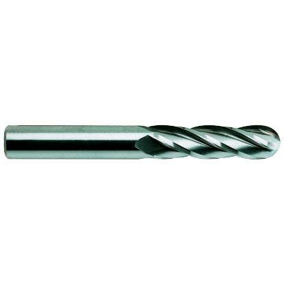 Picture of YG-1 51600 DIA 1 SH 1.00 LOC 2.2500 OAL 5.00 End Mill Standard Flute Standard Helix Carbide Uncoated Single End Ball Nose Carbide End Mill