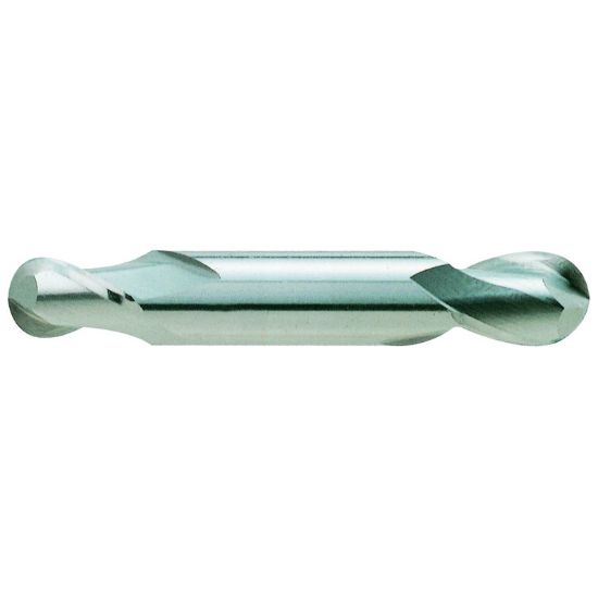 Picture of YG-1 47565TE DIA 3/16 SH 0.1875 LOC 0.3750 OAL 2.00 End Mill Standard Flute Standard Helix Carbide TiAlN Double End Ball Nose Carbide End Mill