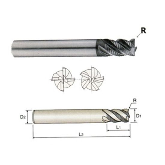 Picture of YG-1 G9D77200 DIA 20MM SH 0.7874 LOC 1.1811 OAL 4.3307 End Mill Carbide TiAlN Single End Corner Radius 0.0394 1.00MM X-SPEED End Mill