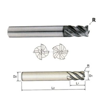 Picture of YG-1 G9D75060 DIA 6MM SH 0.2362 LOC 0.3543 OAL 2.2441 End Mill Carbide TiAlN Single End Corner Radius 0.0197 0.50MM X-SPEED End Mill