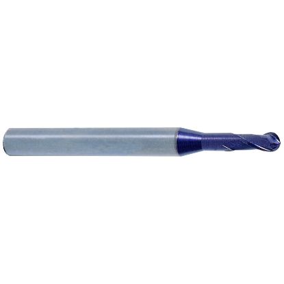 Picture of YG-1 93569 DIA 1/16 SH 0.1250 LOC 0.0937 OAL 2.00 End Mill Standard Helix Standard Helix Carbide TiAlN Single End Ball Nose X-Power