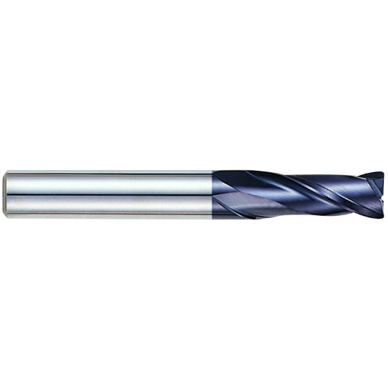 Picture of YG-1 EM818030 DIA 3MM SH 0.2362 LOC 0.4724 OAL 1.9685 End Mill Standard Flute Standard Helix Carbide TiAlN Single End Corner Radius 0.0118 0.30MM X-Power
