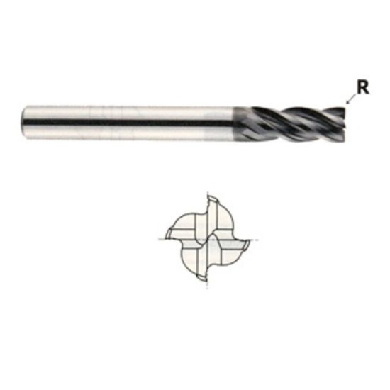Picture of YG-1 EH060064S DIA 1" SH 1.00 LOC 2.2500 OAL 5.00 End Mill Standard Flute High Helix Carbide TiAlN Single End Ball Nose Generic