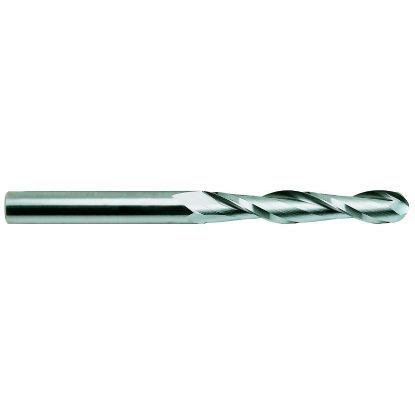 Picture of YG-1 50600 DIA 1 SH 1.00 LOC 2.2500 OAL 5.00 End Mill Standard Flute Standard Helix Carbide Uncoated Single End Ball Nose Carbide End Mill