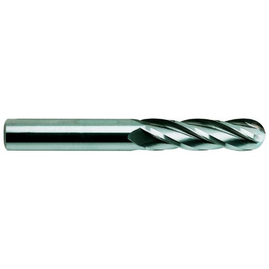 Picture of YG-1 51598 DIA 3/4 SH 0.7500 LOC 2.2500 OAL 5.00 End Mill Standard Flute Standard Helix Carbide Uncoated Single End Ball Nose Carbide End Mill