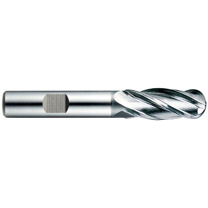 Picture of YG-1 GYG67012 DIA 3/16 SH 0.3750 LOC 0.50 OAL 2.3750 End Mill Standard Flute Standard Helix Powder Metal TiAlN Single End Ball Nose Only One