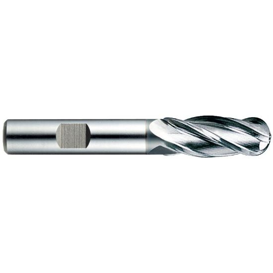 Picture of YG-1 GYG67012 DIA 3/16 SH 0.3750 LOC 0.50 OAL 2.3750 End Mill Standard Flute Standard Helix Powder Metal TiAlN Single End Ball Nose Only One