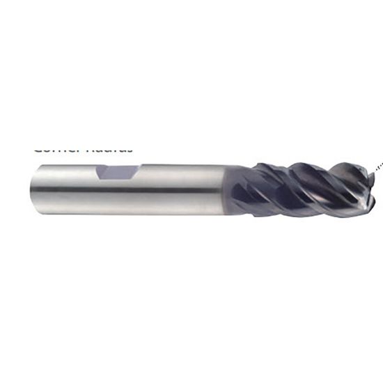 Picture of YG-1 UGMG43920 DIA 1 SH 1.00 LOC 2.00 OAL 5.00 End Mill Standard Flute Variable Helix Carbide TiAlN Single End Corner Radius 0.0600 1.52MM TitaNox Power End Mill