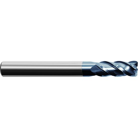 Picture of ZCC UM 4RL 1/2 R030 KMG405 DIA 1/2 SH 0.50 LOC 1.2500 OAL 3.00 End Mill Standard Flute Variable Helix Carbide TiAlN Single End Corner Radius 0.0300 0.76MM