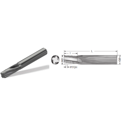 Picture of ADVENT Tool 011234-1CSBH Carbide Thread Mill 12.00TPI UN 0.745 Cutter Diameter Cylindrical 0.7500 Shank