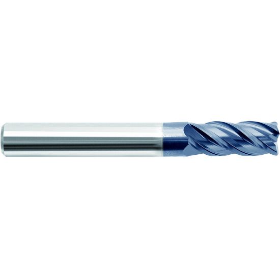 Picture of ZCC VSM-4R-1/4 R030 KMG405 DIA 1/4 SH 0.2500 LOC 0.7500 OAL 2.50 End Mill Standard Flute Variable Helix Carbide TiAlN Single End Corner Radius 0.0300 0.76MM