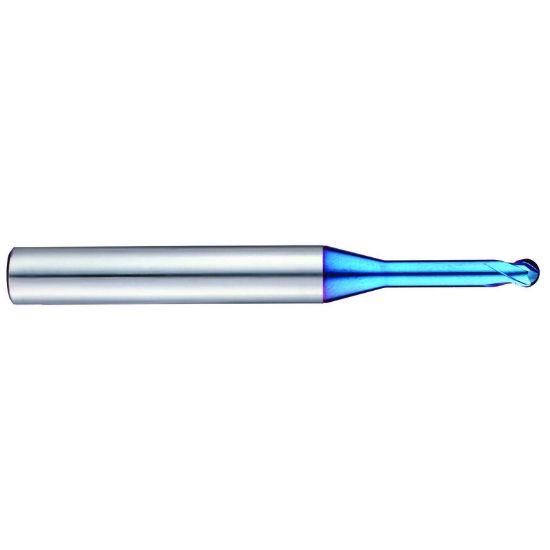 Picture of YG-1 G8A46805 DIA 0.10MM SH 0.1575 LOC 0.10 OAL 1.7717 End Mill Standard Helix Standard Helix Carbide TiAlN Single End Ball Nose X-5070 End Mill
