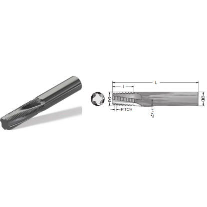 Picture of ADVENT Tool 1828516-1CSBSPTF3H Carbide Thread Mill 28.00TPI BSPT 0.300 Cutter Diameter Cylindrical 0.3125 Shank