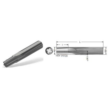 Picture of ADVENT Tool 121412-1CSNPTF Carbide Thread Mill 14.00TPI NPTF 0.495 Cutter Diameter Cylindrical 0.5000 Shank