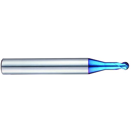 Picture of YG-1 G8A54005 DIA 0.50MM SH 0.2362 LOC 0.0197 OAL 1.968 End Mill Standard Helix Standard Helix Carbide TiAlN Single End Ball Nose X-5070 End Mill