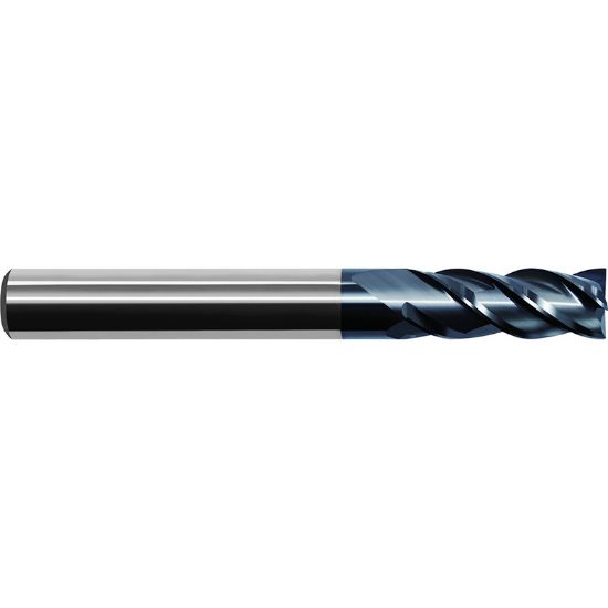 Picture of ZCC UM-4E-3/16 KMG405 DIA 3/16 SH 0.1875 LOC 0.6250 OAL 2.00 End Mill Standard Flute Variable Helix Carbide TiAlN Single End Square Sharp