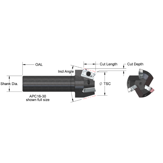 Picture of AB ToolS APC11-100 Parallelogram 100.0°, Chamfer Mill End Mill Cylindrical 0.7500 Positive 0.7500 19.05MM - 3/4 Cutter Dia