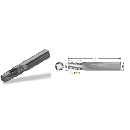 Picture of ADVENT Tool M101.5516-1CSF3BH Carbide Thread Mill 1.50MM Metric 0.287 Cutter Diameter Cylindrical 0.3125 Shank