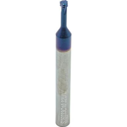 Picture of CARMEX MTS06033C10 32 UNJ Thread Mill 32.00TPI 0.13 Dia 0.41 Neck 0.23 Shank Internal 3 Flute AlTiN