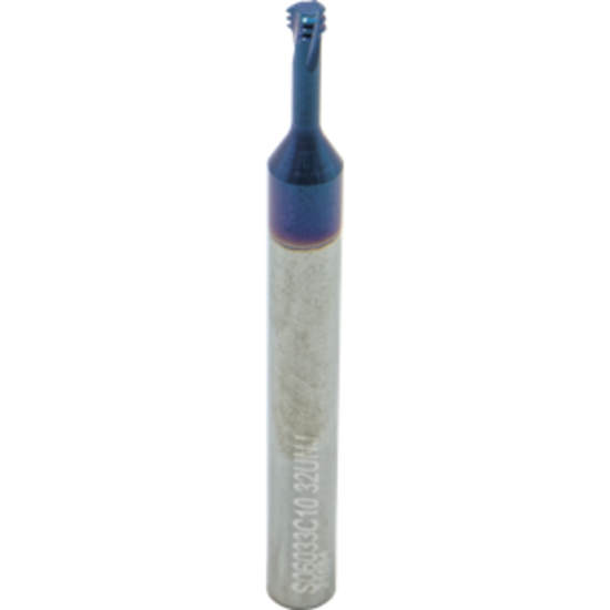 Picture of CARMEX MTS06033C10 32 UNJ Thread Mill 32.00TPI 0.13 Dia 0.41 Neck 0.23 Shank Internal 3 Flute AlTiN