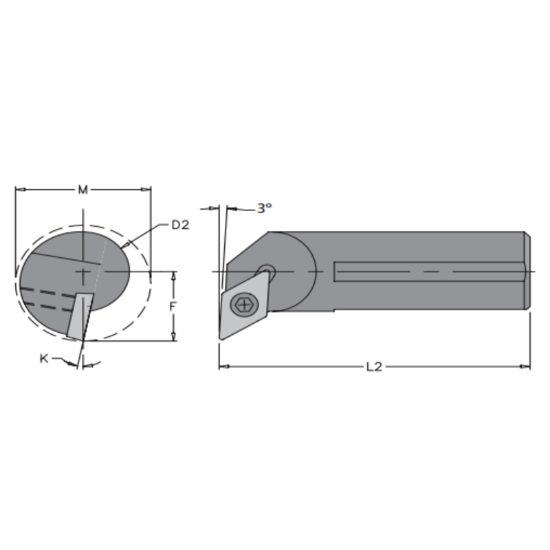 Picture of EVEREDE Tool E06M SDUCR-2 55.0 ° Boring Bar Dia0.3750 Positive 0.3750 9.53MM - 3/8 Cutter Dia