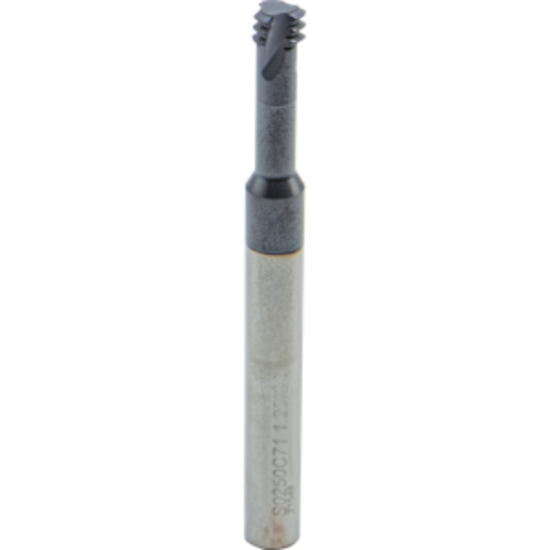 Picture of CARMEX MTS0250C71 1.25 ISO Thread Mill 0.23 Dia 1.25MM 0.71 Neck 2.50 OAL 3 Flute Coolant 2xD1 Internal AlTiN