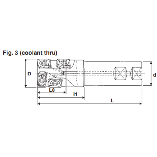 Picture of DIJET SEC-2150-2.5-S125 Milling Cutter 90.0°, Drill Mill 1.500 Cutter Diameter Weldon 1.250 Shank 6.500 OAL 6 Flute