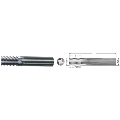 Picture of ADVENT Tool 9161812-1CS Carbide Thread Mill 18.00TPI UN 0.450 Cutter Diameter Cylindrical 0.5000 Shank