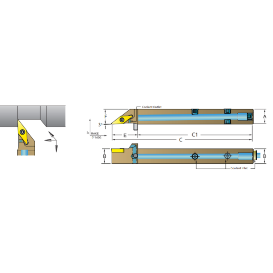 Picture of DORIAN ASVNBR1212-H11 35.0° Swiss Square 0.472 Shank 3.940 OAL