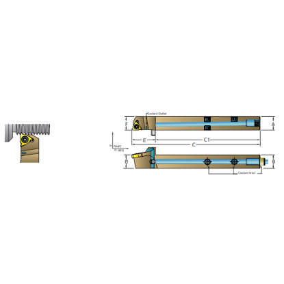 Picture of DORIAN ASER08-11A Iso Thread Square 0.500 Shank 4.000 OAL
