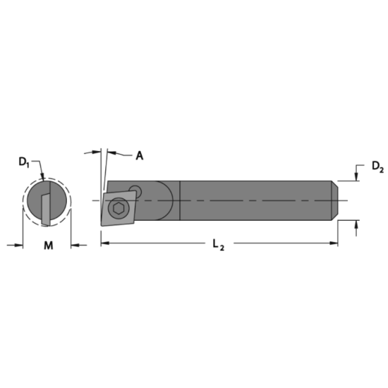 Picture of EVEREDE Tool HA1310 80.0 ° Boring Bar Dia0.2500 Positive 0.2500 6.35MM - 1/4 - E Cutter Dia