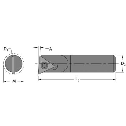 Picture of EVEREDE Tool CB2215 Triangle Boring Bar Dia0.2500 Positive 0.2500 6.35MM - 1/4 - E Cutter Dia
