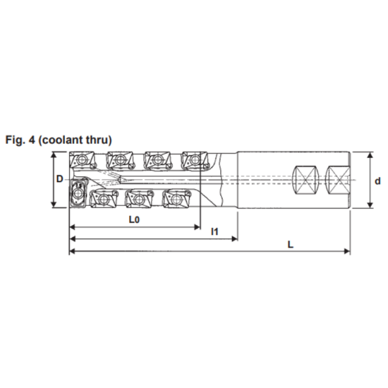 Picture of DIJET SEC-2150-4.5-S125 Milling Cutter 90.0°, Drill Mill 1.500 Cutter Diameter Weldon 1.500 Shank 8.500 OAL 10 Flute