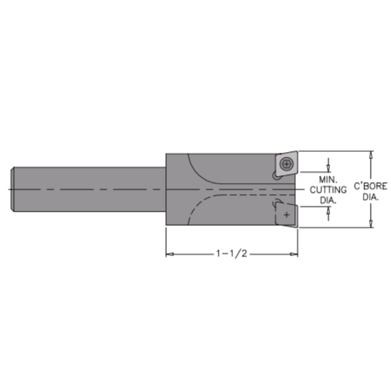 Picture of EVEREDE Tool INCB-625S 80.0 ° 90.0°, Counterbore Cylindrical 0.5000 Positive 0.6250 15.88MM - 5/8 Cutter Dia