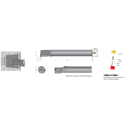Picture of DORIAN AS-16R-ADTHOR-3 On Edge Boring Bar 1.000 Shank 8.000 OAL
