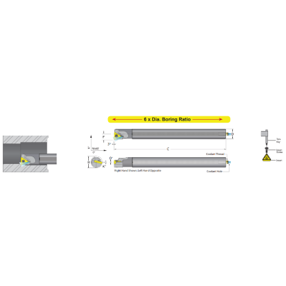 Picture of DORIAN E06M-STUCL-1.2 Boring Bar Triangle Carbide Round With One Flat 0.375 Shank 6.000 OAL