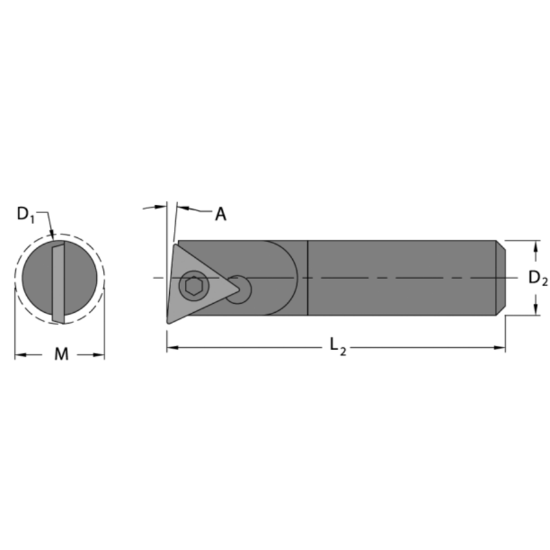 Picture of EVEREDE Tool HB2215 Triangle Boring Bar Dia0.3125 Positive 0.3000 7.62MM Cutter Dia