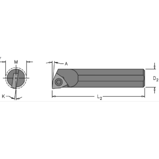 Picture of EVEREDE Tool SE6000CH Trigon Boring Bar Dia0.2500 Positive 0.2500 6.35MM - 1/4 - E Cutter Dia