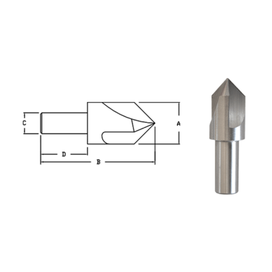 Picture of LINK 91-L2-561 3/8 OD 90° 3-Flute HSS Center Reamer