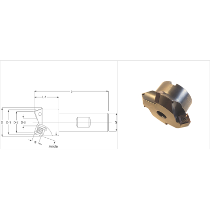 Picture of K-Tool A-4000S Square 45.0°, Chamfer Mill Shell Arbor 1.0000 Positive 4.0000 101.60MM Cutter Dia