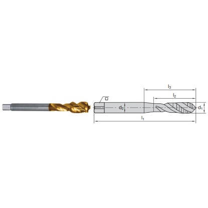 Picture of LMT FETTE 1401149 3/4-16.00TPI Cut Spiral Flute Bottoming 1.5P-2.5P HSSE-Powder Metal TiCN +